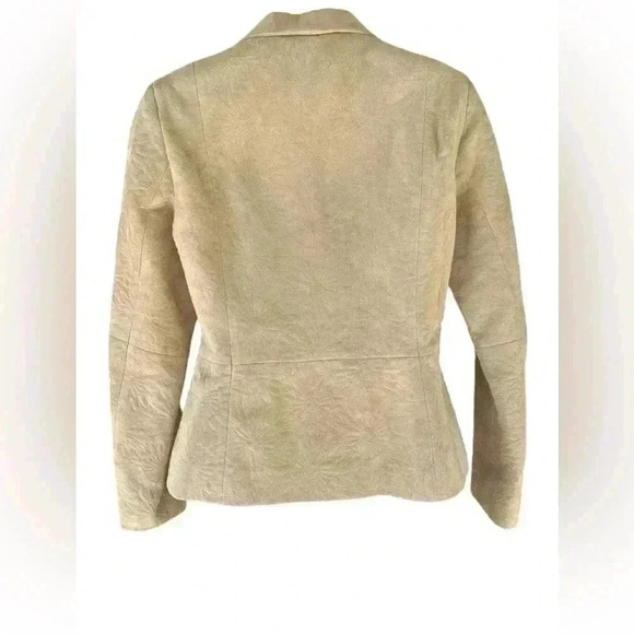 LIZ Claiborne women’s cream suede blazer jacket button down collar sz 4 NWOT - Picture 6 of 9